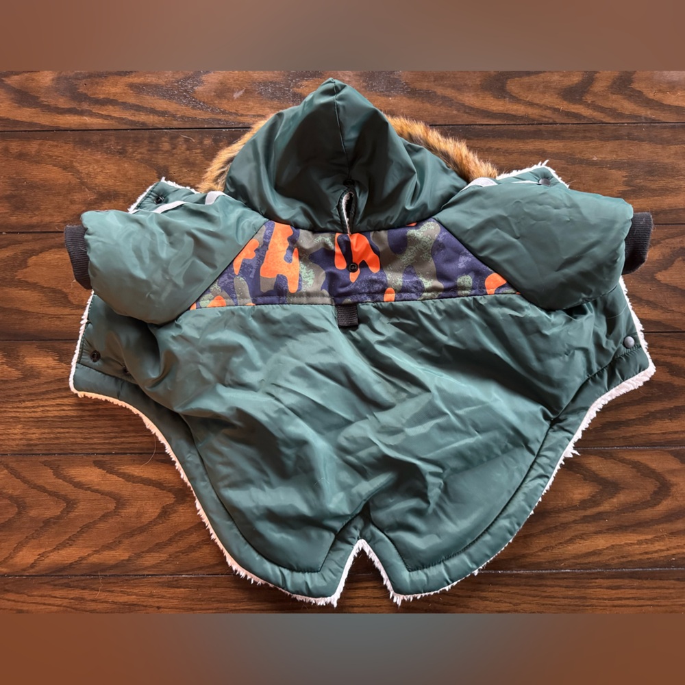 Green & Camo Fuzzy Doggie Jacket